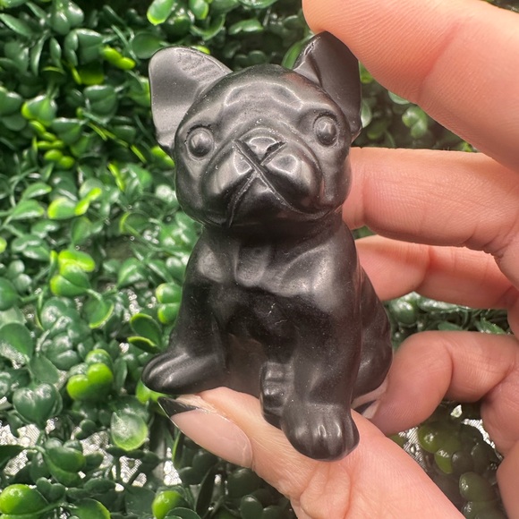 Other - Obsidian Frenchie Dog Carving
